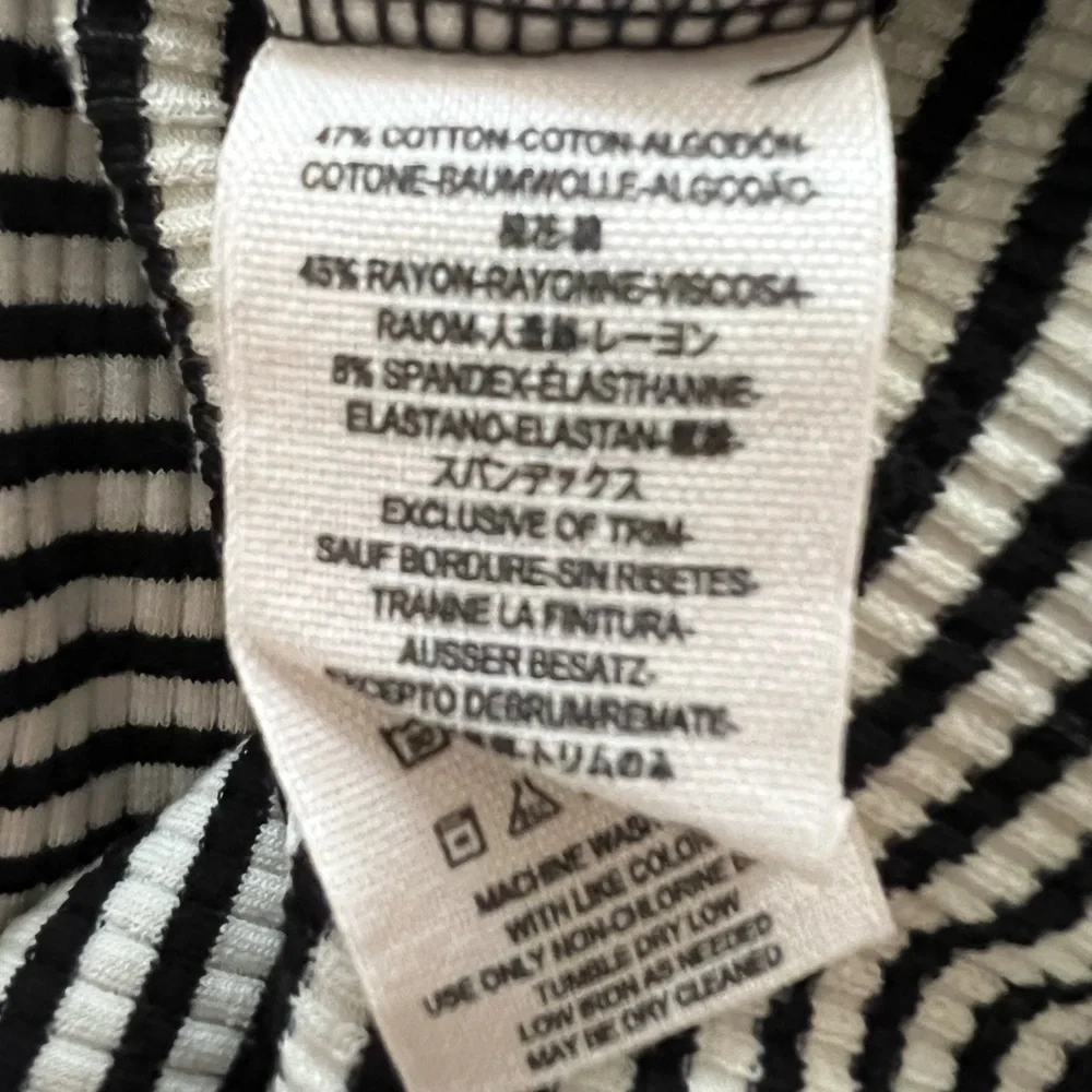 Free People, black and white striped T shirt with pretty cut-outs at neckline - Picture 10 of 10